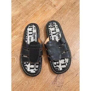 BORN Black Leather Open Toe Slip On Slides Sandals Women's Size 10‎ M W3722